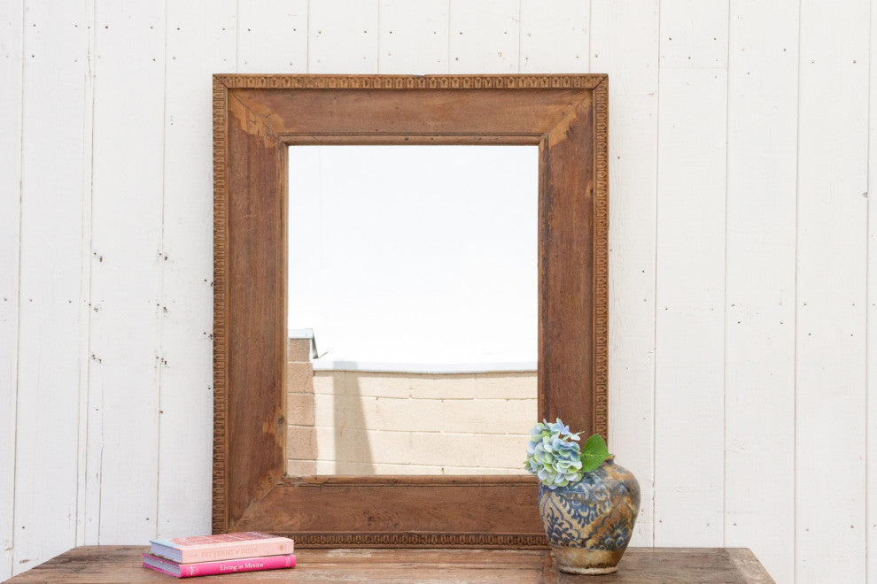 Boho Rustic Teak Frame Mirror