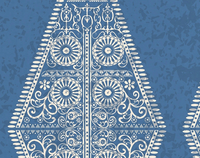 Pyramid Stripe Geometric Print Kitchen Towel, Blue
