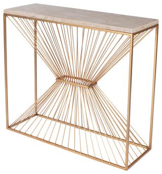 Butler Cosmo Fossil Stone and Metal Console Table