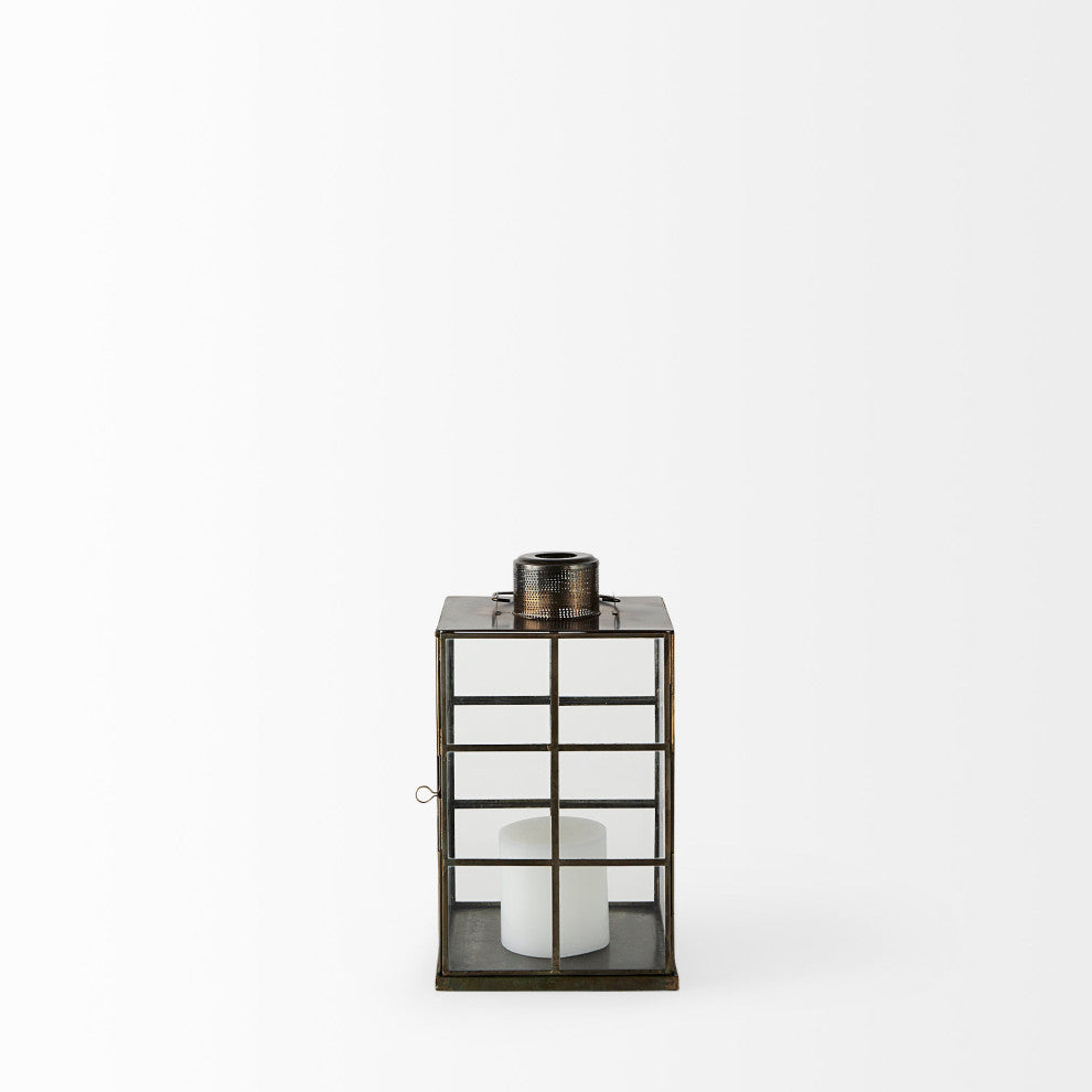 Grimwig, Small, 8Lx8Wx15H Gold Glass Lantern