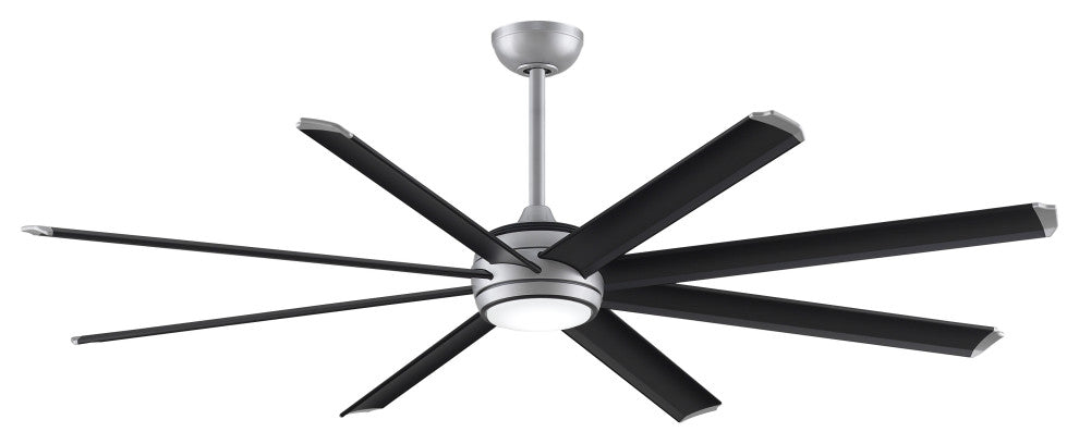 Stellar Ceiling Fan, Silver Motor and Black Blades, 72"