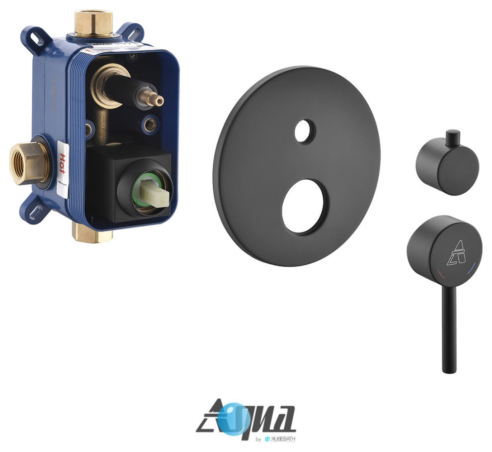 Rondo Matte Black 2-Way Rough-In Shower Valve, Cover Plate, Handle, Diverter