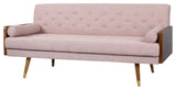 GDF Studio Aidan Mid-Century Modern Tufted Fabric Sofa, Light Blush/Dark Walnut