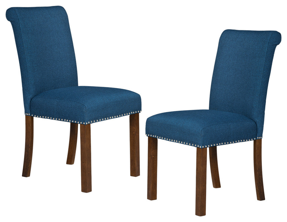 510 Design Aubrey Upholstered Dining Chair Set of 2, Blue