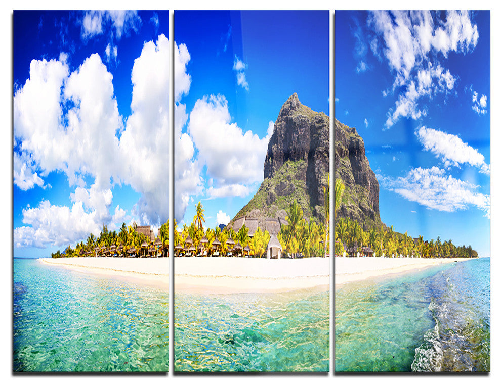 "Mauritius Beach Panorama" Photography Metal Wall Art, 3 Panels, 36"x28"