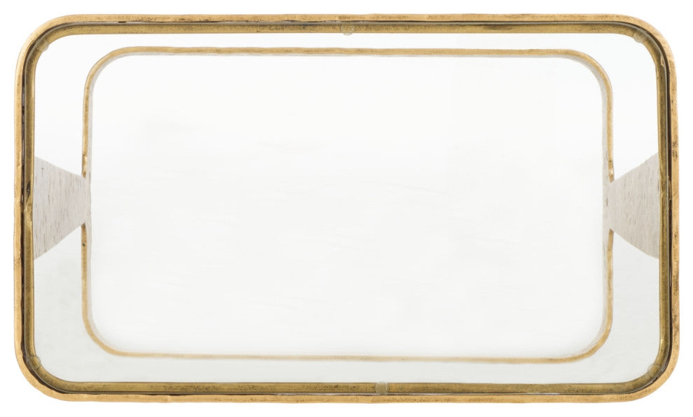 Safavieh Couture Viktor Metal Accent Table, Brass/Clear
