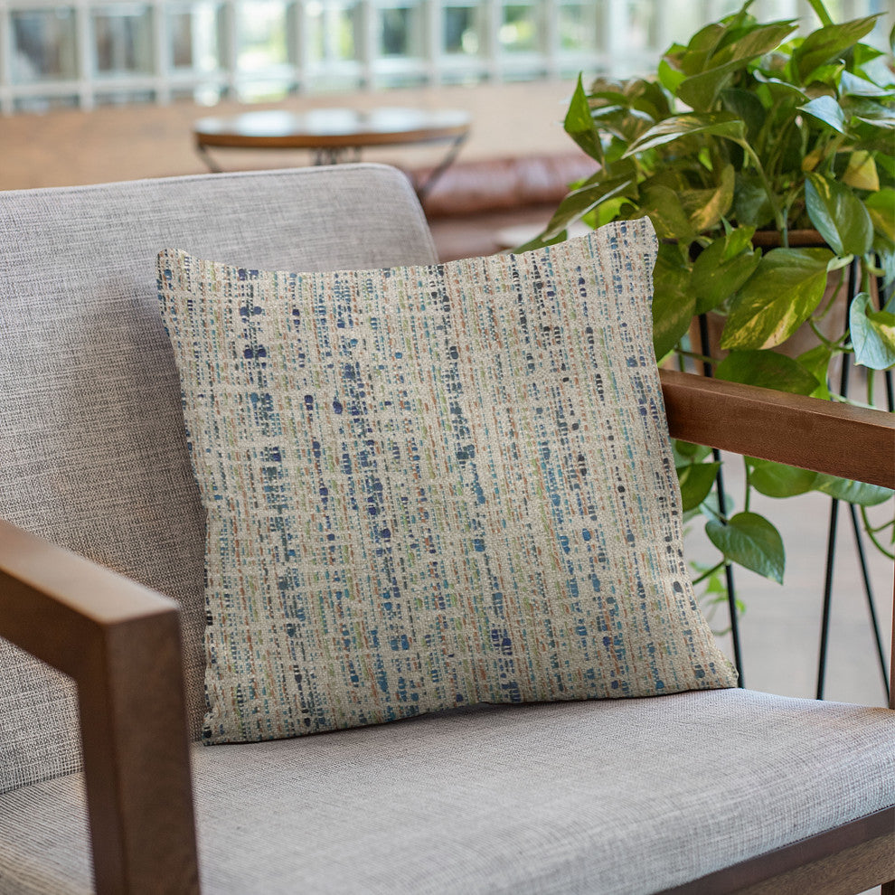 Plutus Blue Mixed Stripe Luxury Throw Pillow, 24"x24"