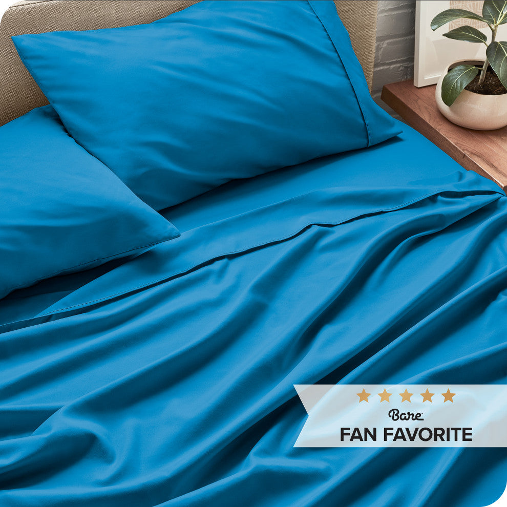 Bare Home Twin XL 1800 Microfiber Sheet Set, Medium Blue