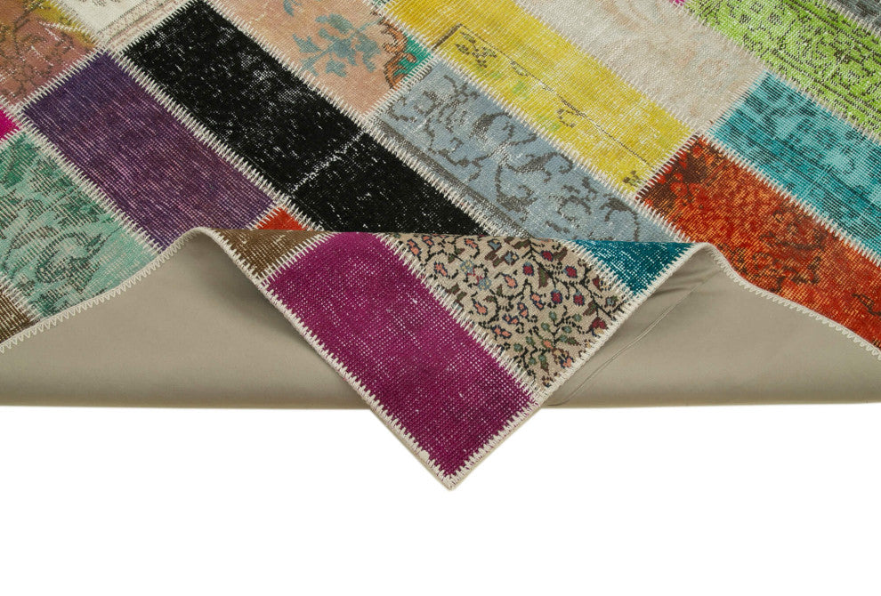 Rug N Carpet - Hand-Knotted Turkish 6' 7" x 9' 10" Unique Patchwork Area Rug