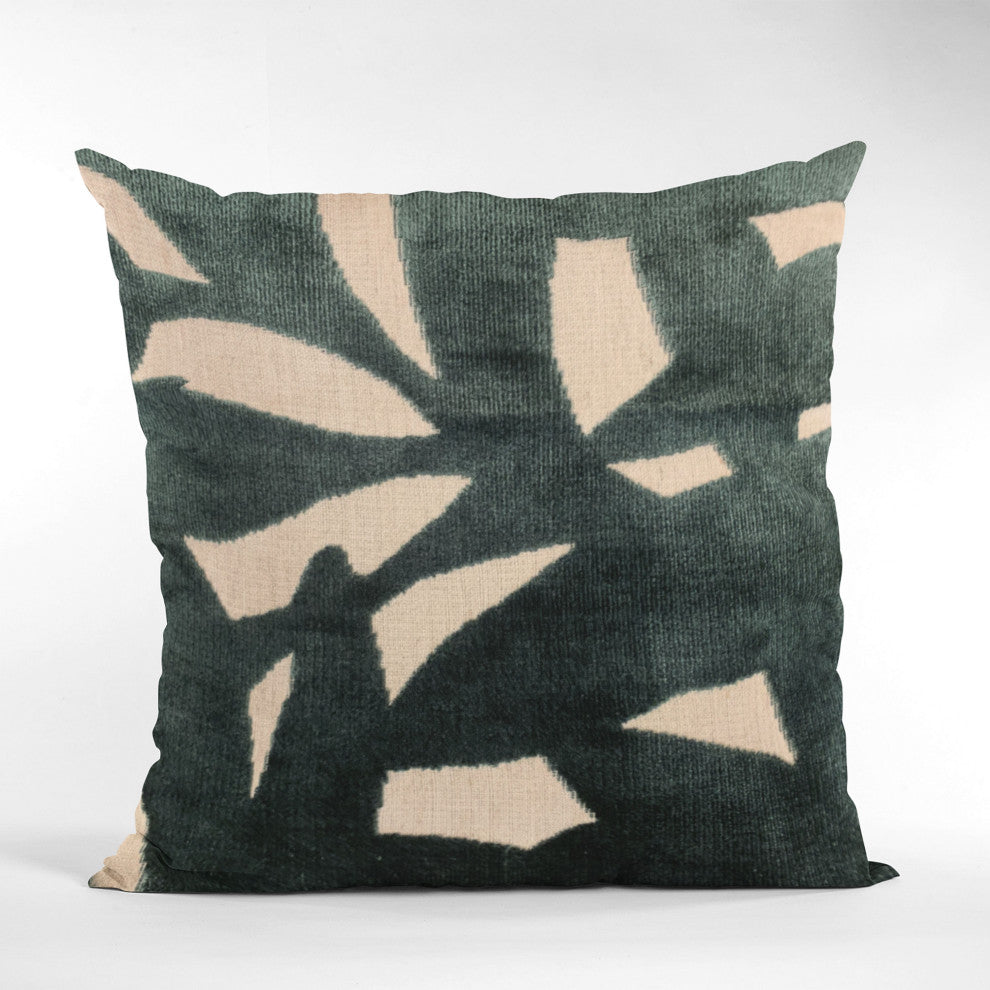 Plutus Green Palm Floral Luxury Throw Pillow, 16"x16"