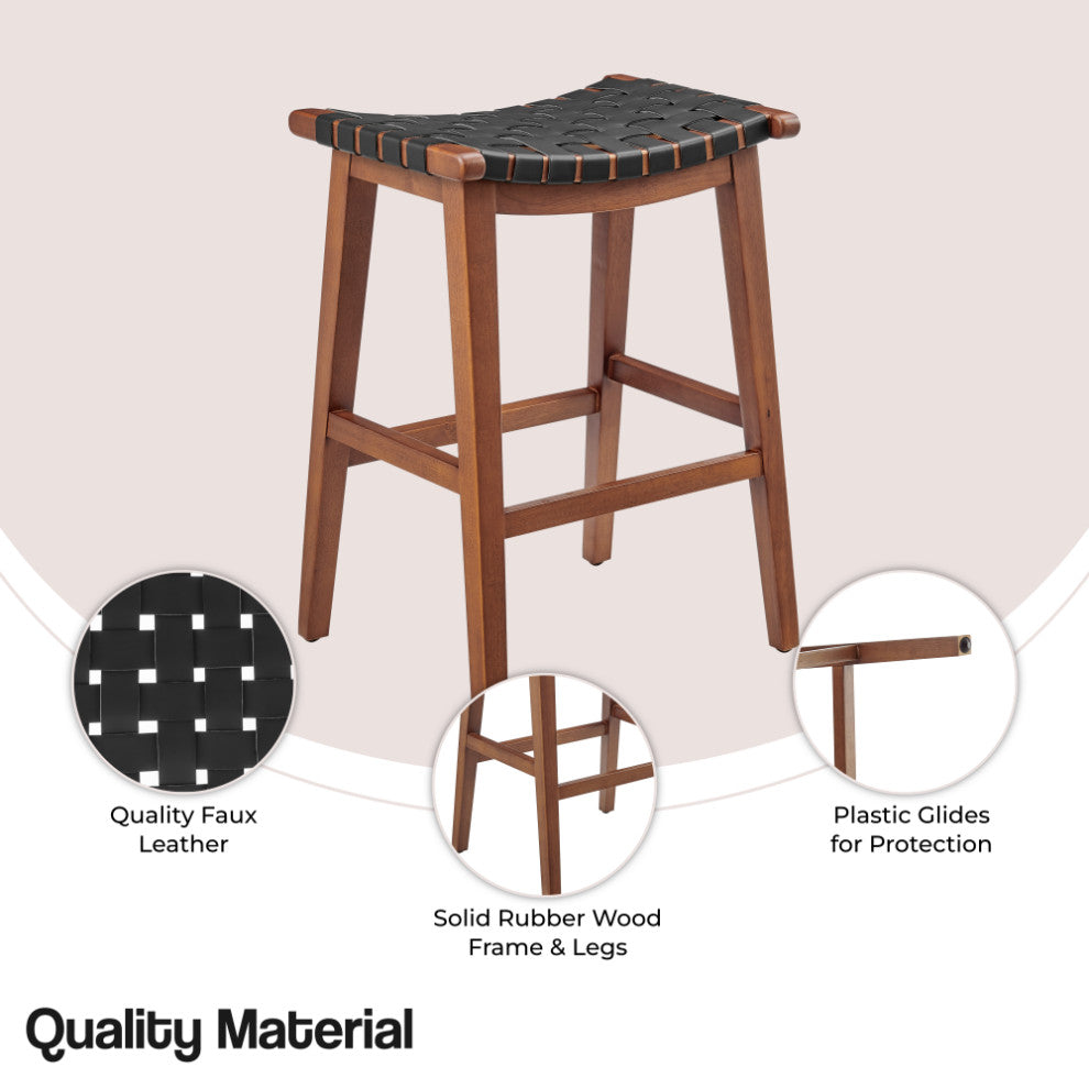 Marco PU Backless Counter Stool, Black/Medium Brown