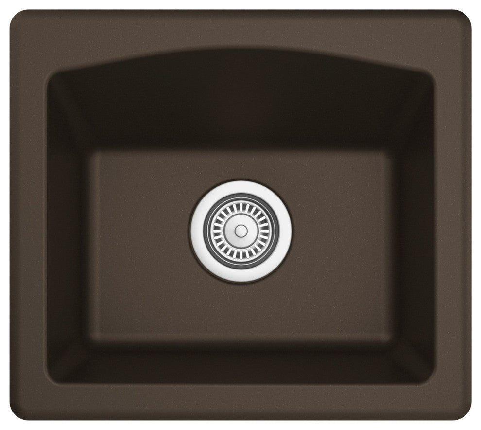 Karran Drop-in or Undermount Quartz 18" Single Bowl Kitchen Sink, Brown