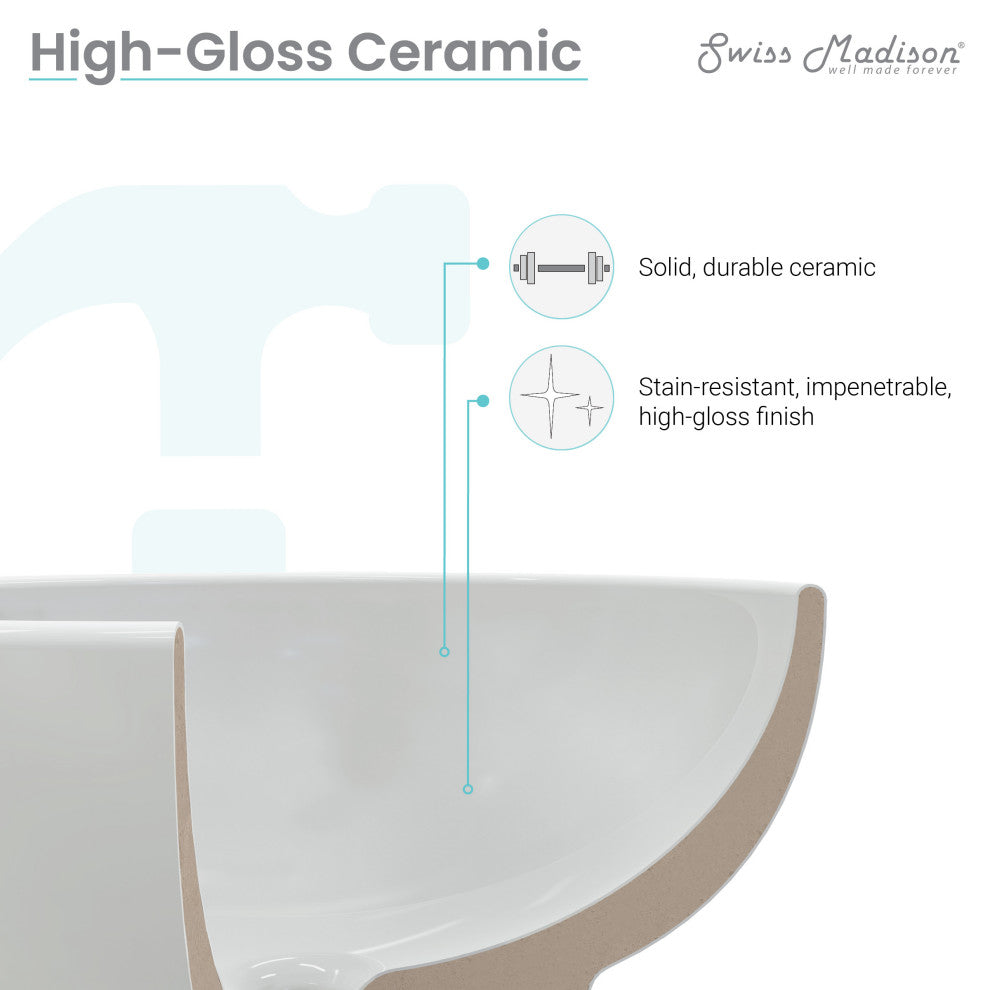 Claire 24" Rectangle Wall-Mount Bathroom Sink, Glossy White