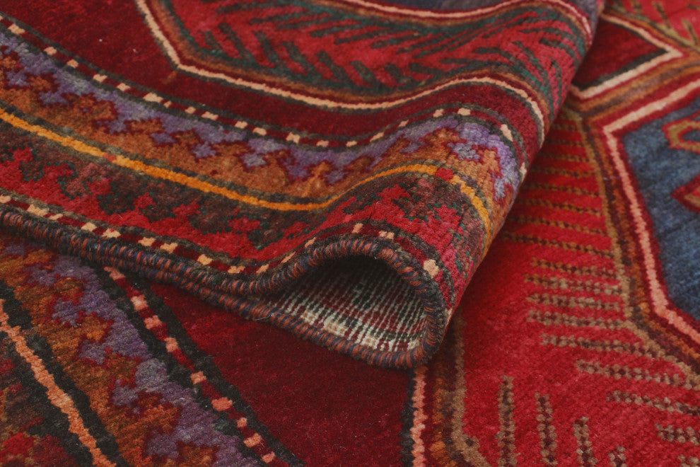 Fine Vintage Distressed Ouissal Burgundy/Navy Runner, 3'10x9'6