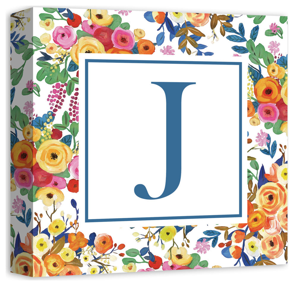 Wildflower Monogram - J 12x12 Canvas Wall Art