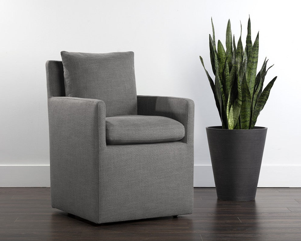 Glenrose Wheeled Dining Armchair, Effie Smoke