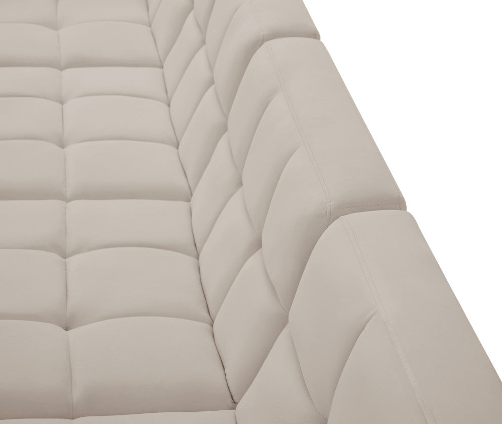 Relax Velvet Upholstered 5-Piece L-Shaped Modular Sectional, Cream