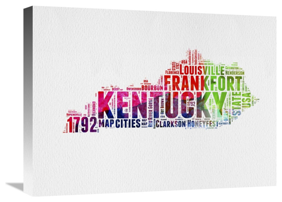 "Kentucky Watercolor Word Cloud" Fine Art Print