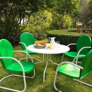 Griffith Metal 40" 5-Piece Outdoor Dining Set, Green