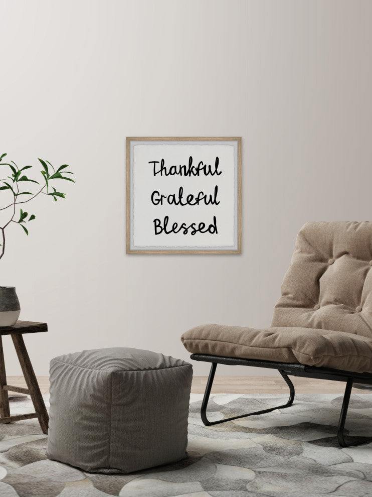 "Grateful and Blessed" Framed Painting Print, 18x18