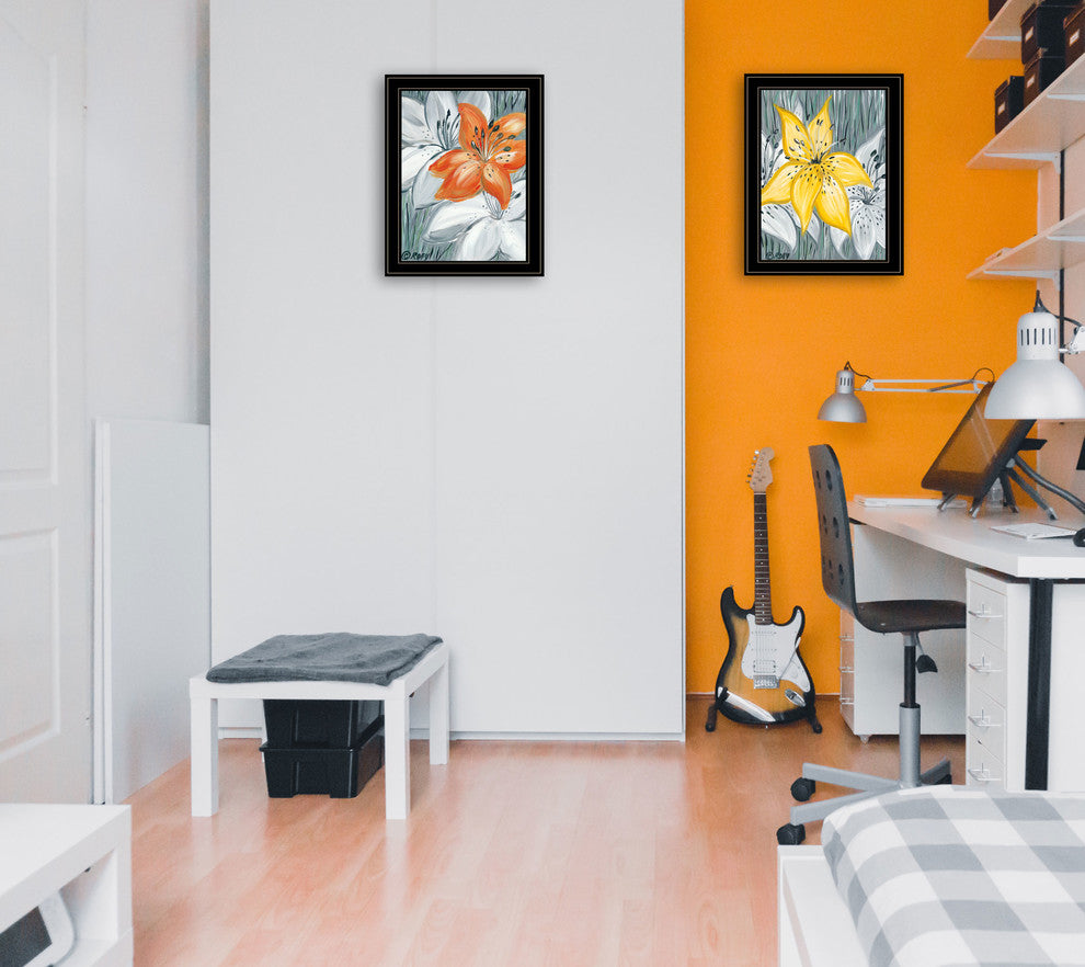 "Tiger Lilies" 2-Piece Vignette by Roey Ebert, Black Frame