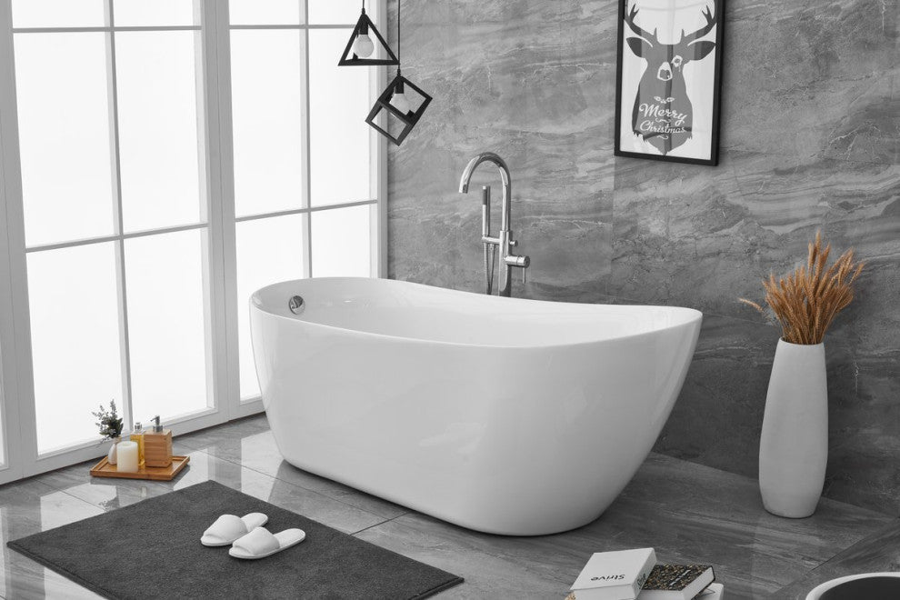 Chanel 70" Soaking Single Slipper Bathtub, Glossy White