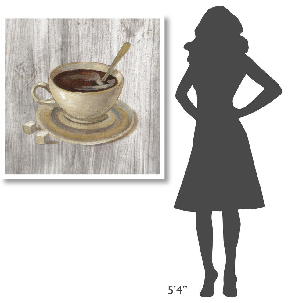 "Coffee Time VI on Wood" Digital Paper Print by Silvia Vassileva, 38"x38"