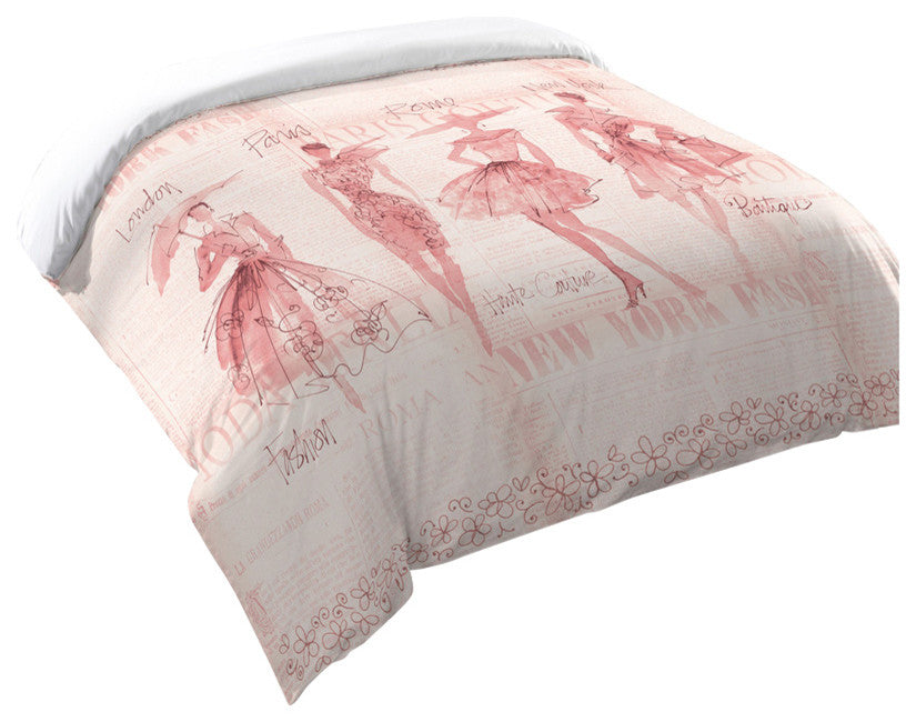 Laural Home Pink Fashion Sketchbook Comforter, Twin