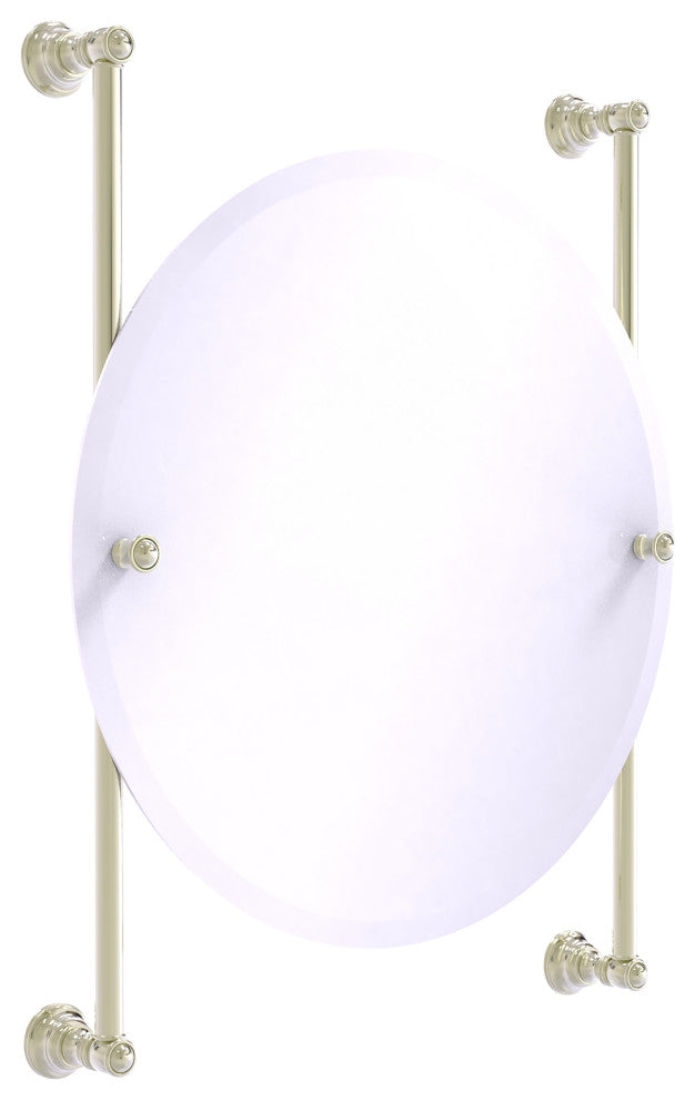 Carolina Round Frameless Rail Mounted Mirror, Polished Nickel
