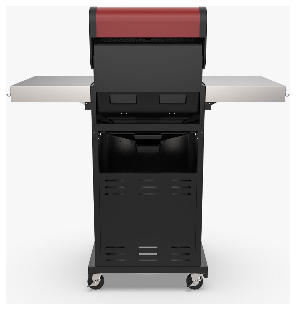 Permasteel 2 Burner Gas Grill with Folding Side Shelves, Red