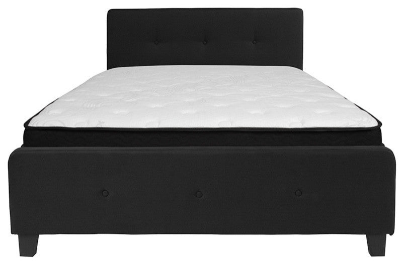 Tribeca Tufted Upholstered Platform Bed With Memory Foam Pocket Spring Mattress
