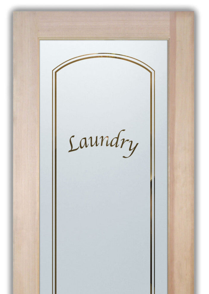 Laundry Door - Classic Arched - Primed - 36" x 96" - Knob on Right - Pull Open