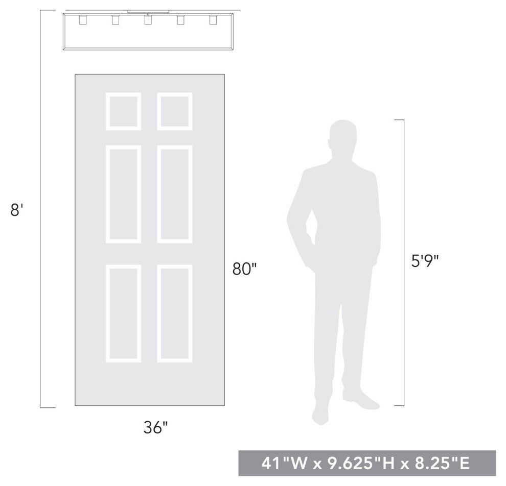 Golden Lighting 2072-FM41 Wesson 5 Light 41"W Flush Mount Linear - Matte Black