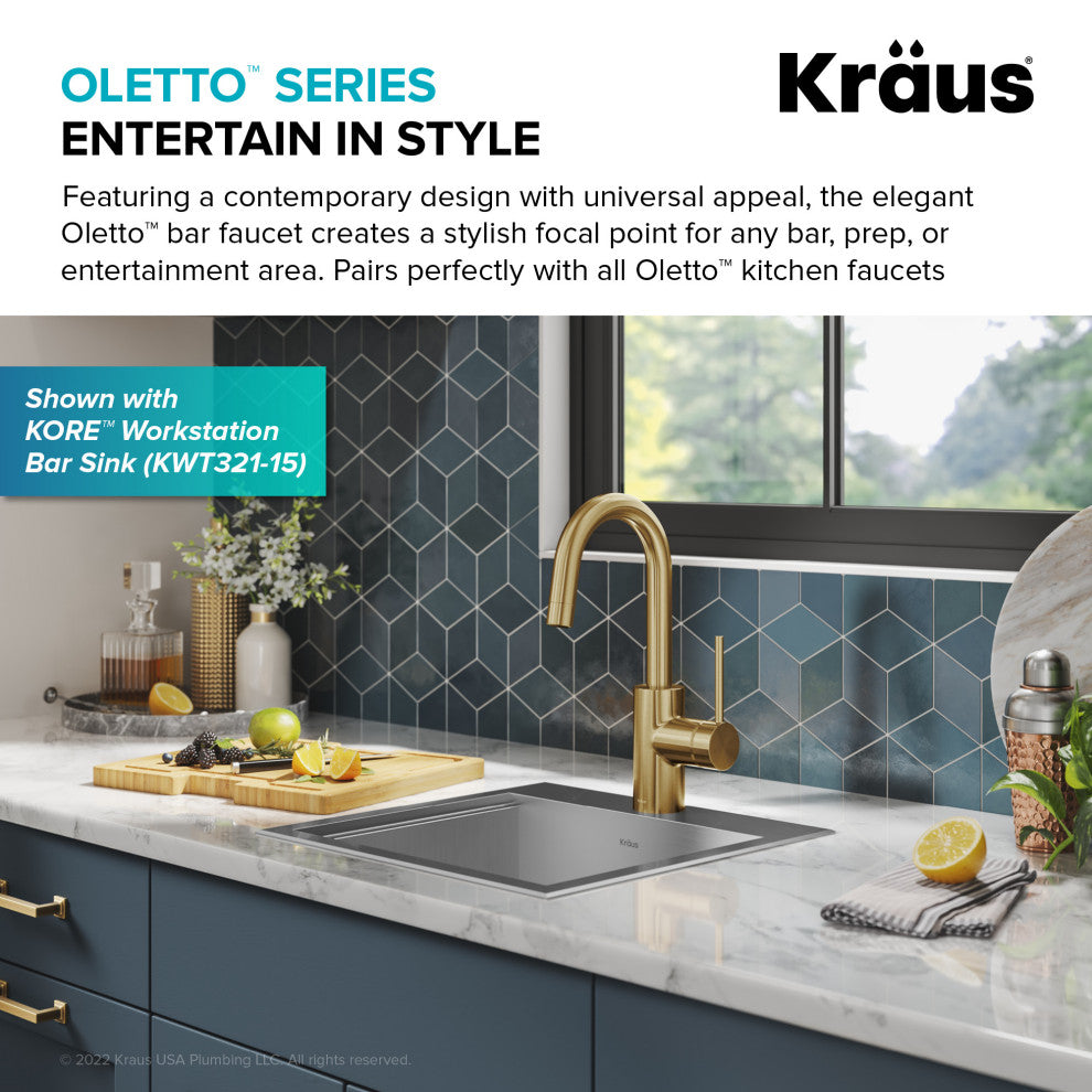 Oletto 1-Hole Kitchen Bar Faucet, Spot Free BB