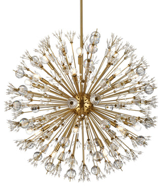 Victor 38" Crystal Starburst Round Pendant, Gold