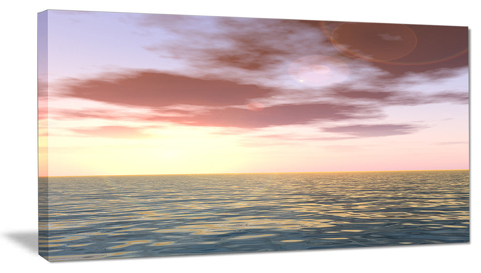 "Purple Tinged Atlantic Seashore" Seashore Canvas Wall Art, 40"x20"