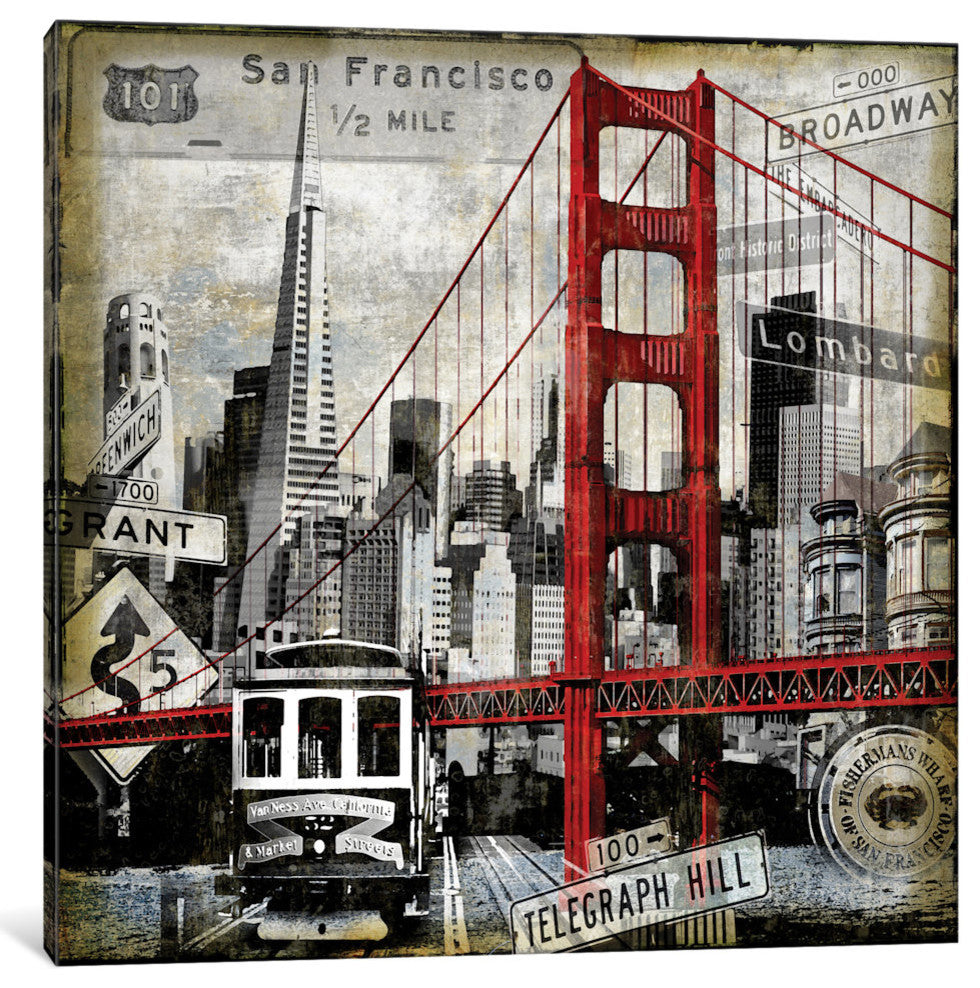 "Landmarks San Francisco" by Dylan Matthews, Canvas Print, 37"x37"