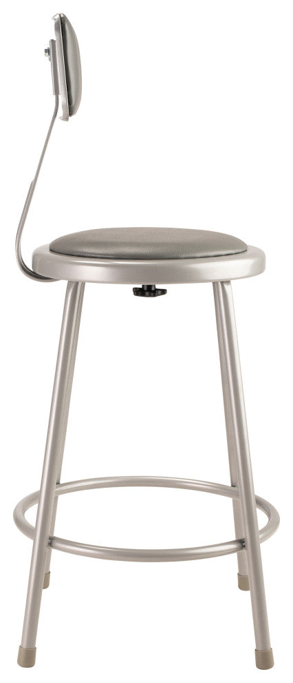 NPS 24"Heavy Duty Vinyl Padded Steel Stool With Backrest, Grey