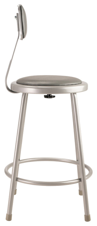 NPS 24"Heavy Duty Vinyl Padded Steel Stool With Backrest, Grey