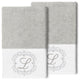 Linum Home Turkish Cotton Monica 2-Piece Embellished Hand Towel Set, Light Gray