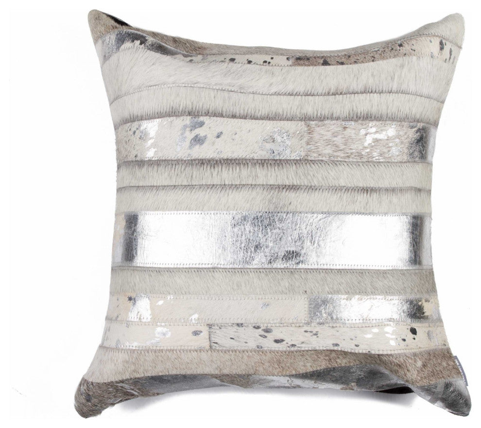 18"x18"x5" Gray and Silver Pillow