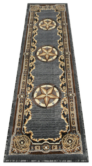 Allstar Western Area Rug Texas Star design, Grey, 2x7