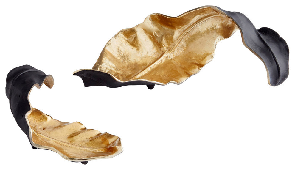 Cyan Oak Brush Sculpture 10644, Black and Gold