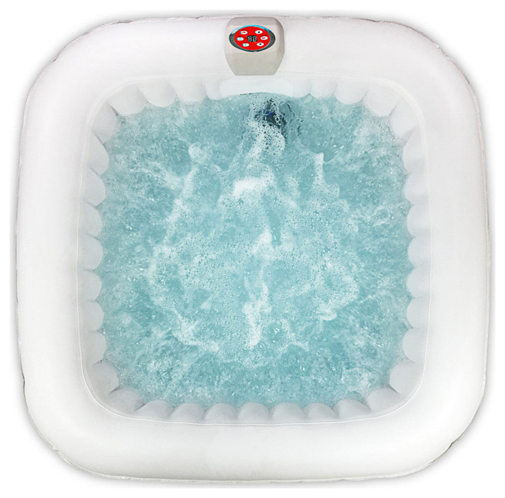 Aleko Square Inflatable Jetted Hot Tub Spa With Cover, 6 Person, 265 Gallon