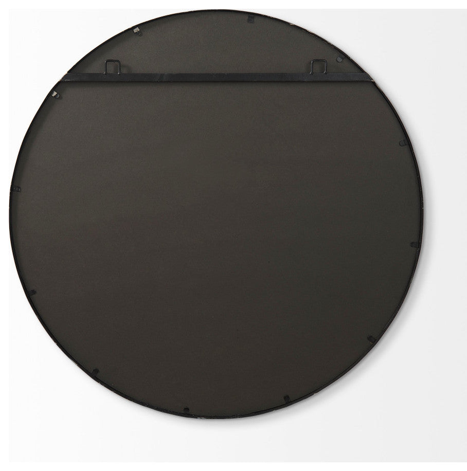 Piper Black Metal Frame Round Mirror, 36"