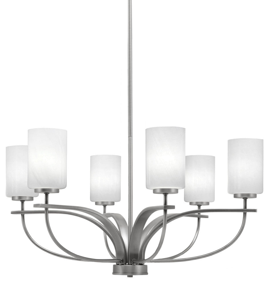 Cavella 6-Light Chandelier, Graphite, 4" White Marble Glass