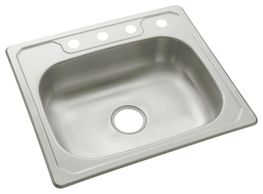 Sterling Middleton Single Bowl 4-Hole Drop-in Kitchen Sink, Stainless Steel