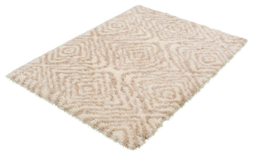 eCarpetGallery Shag Area Rug, Ivory, Tan, 6'7" x 9'6"
