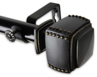 Studded 1" Curtain Rod, Black, Black, 160"-240"