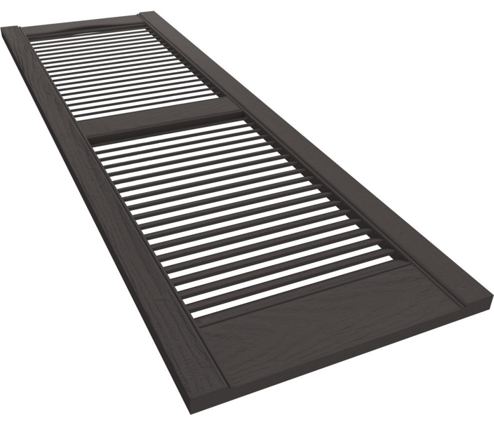 Standard Cathedral 2-Equal Louver Shutters, Musket Brown, 12"Wx48"H